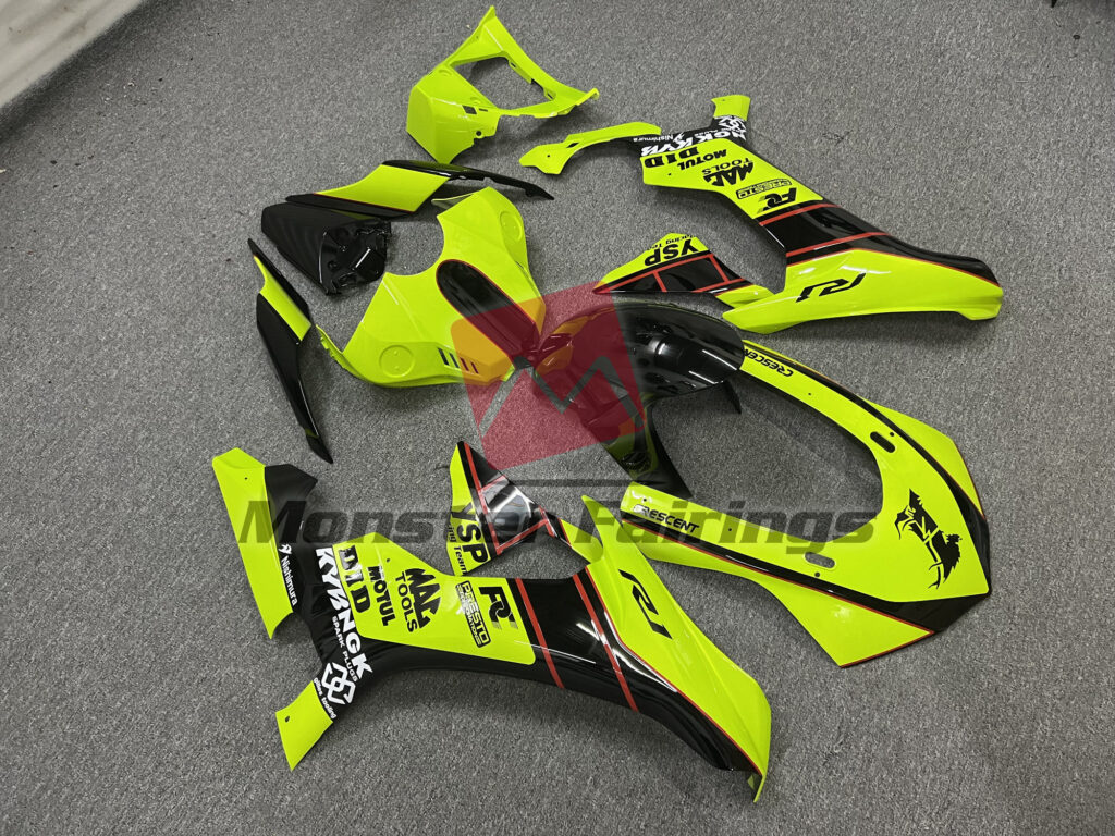 Floro Yellow and Black ABS fairings for Yamaha R1 2015 - 2019 - premium OEM fit kit by Monster Fairings