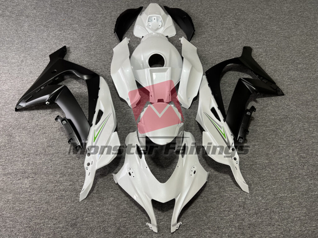 Kawasaki ZX10R 2016-2020 Gloss Pearl White & Matte Black ABS Fairings | Monster Fairings