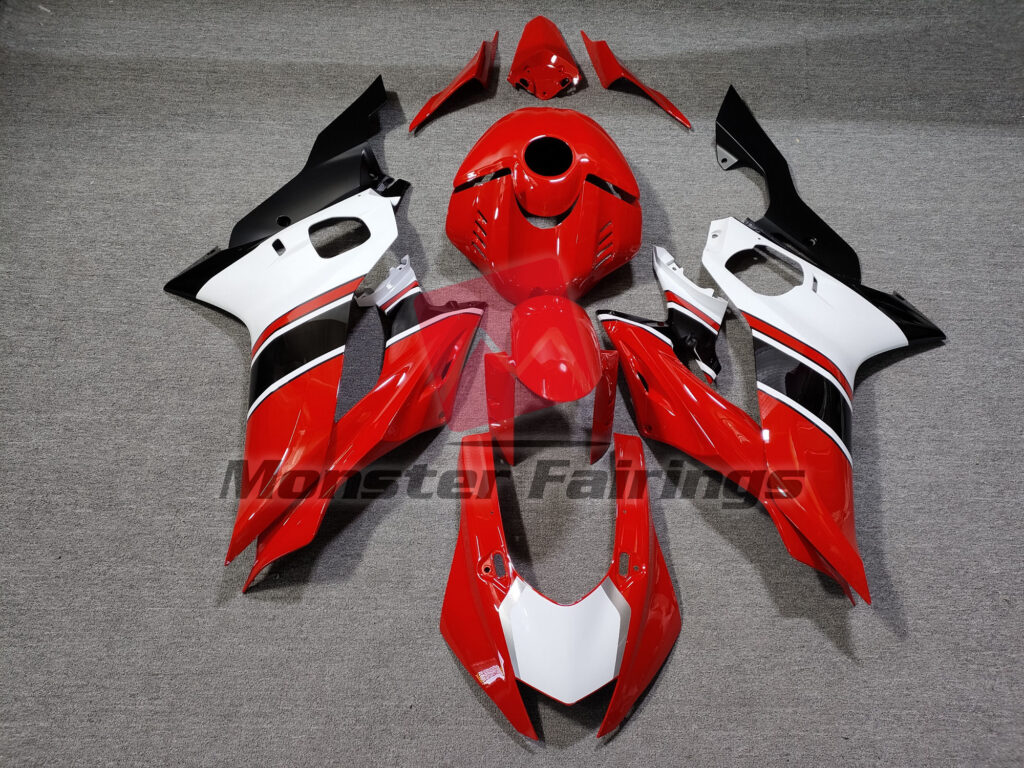 Yamaha R6 2017 - 2022 Red, White and Black ABS fairings - custom motorcycle bodywork kit by Monster Fairings