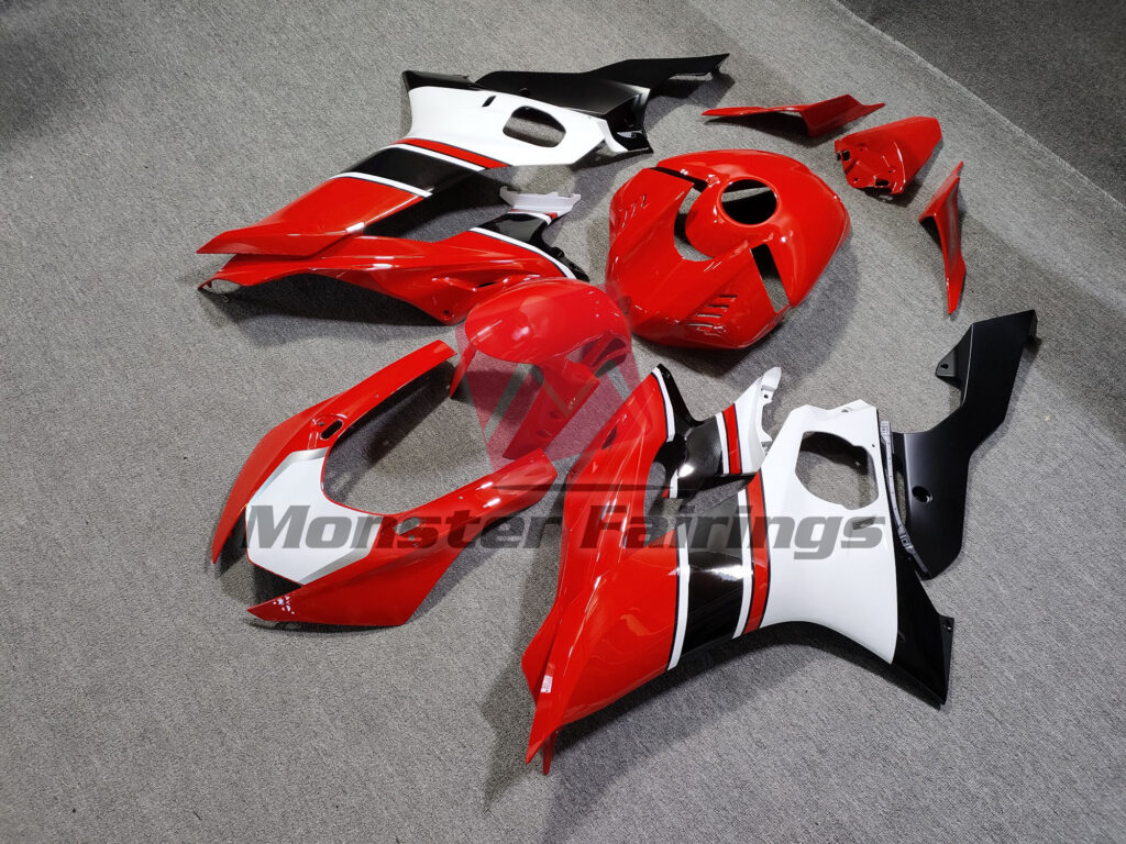 Yamaha R6 custom ABS fairings 2017 - 2022 in Red, White and Black - durable replacement kit, Monster Fairings
