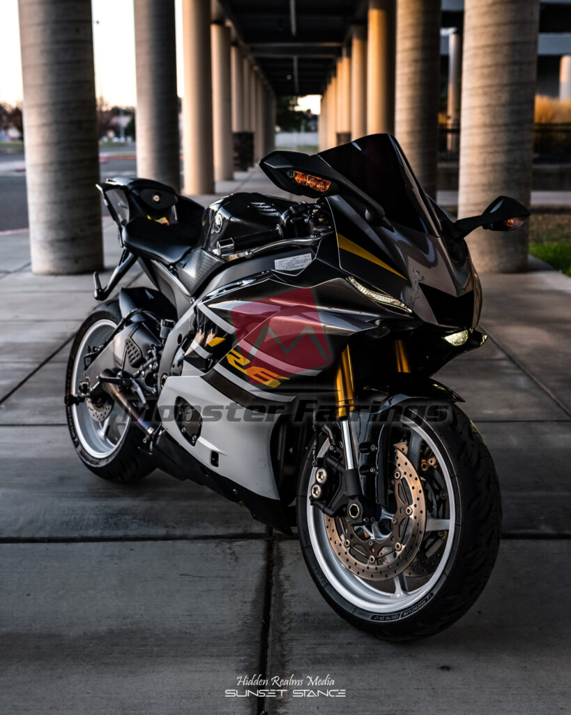 Monster Fairings ABS fairing kit for Yamaha R6 2017 - 2022 - Gloss Metallic Gray & White, precise OEM fit