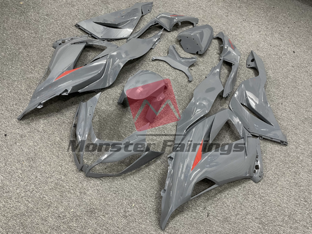 Kawasaki ZX6R custom ABS fairings 2013 - 2018 in Nardo and Red - durable replacement kit, Monster Fairings