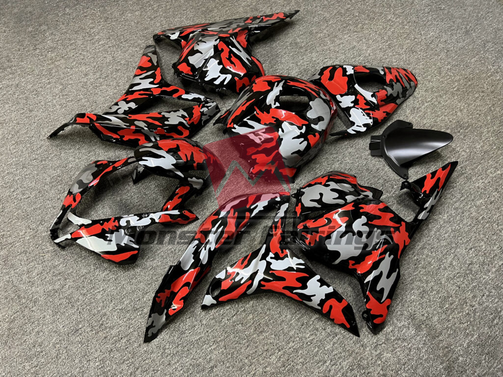 Gloss Black with Red & Silver Camo ABS fairings for Honda CBR600RR 2009 - 2012 - premium OEM fit kit by Monster Fairings