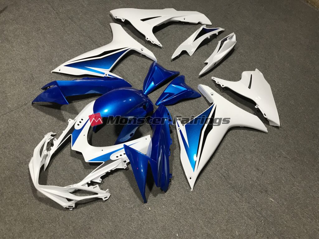 Blue White Custom ABS fairings for Suzuki GSXR 600 - 750 2011 - 2025 - premium OEM fit kit by Monster Fairings