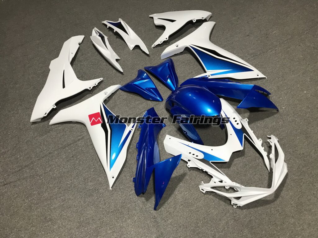 2011 - 2025 Suzuki GSXR Blue White Custom fairing set - ABS injection, custom painted by Monster Fairings