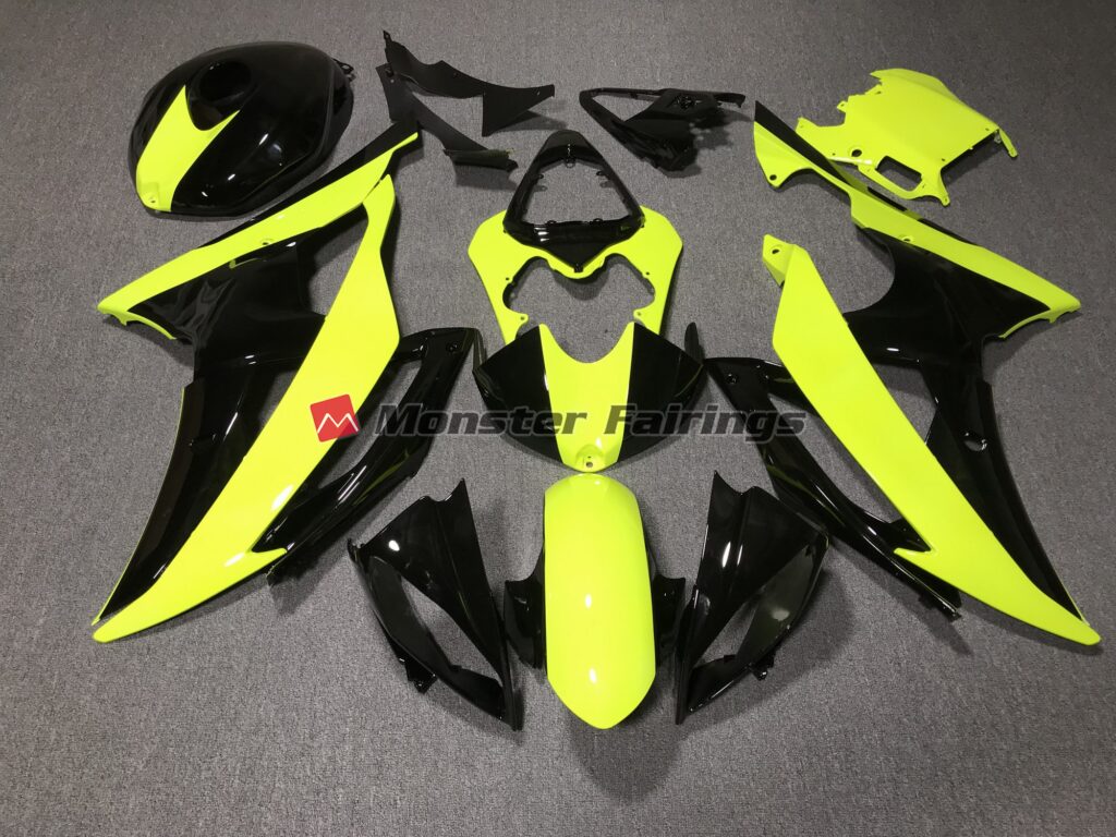 Yamaha R6 2008 - 2016 High Viz and Black Custom ABS fairings - custom motorcycle bodywork kit by Monster Fairings