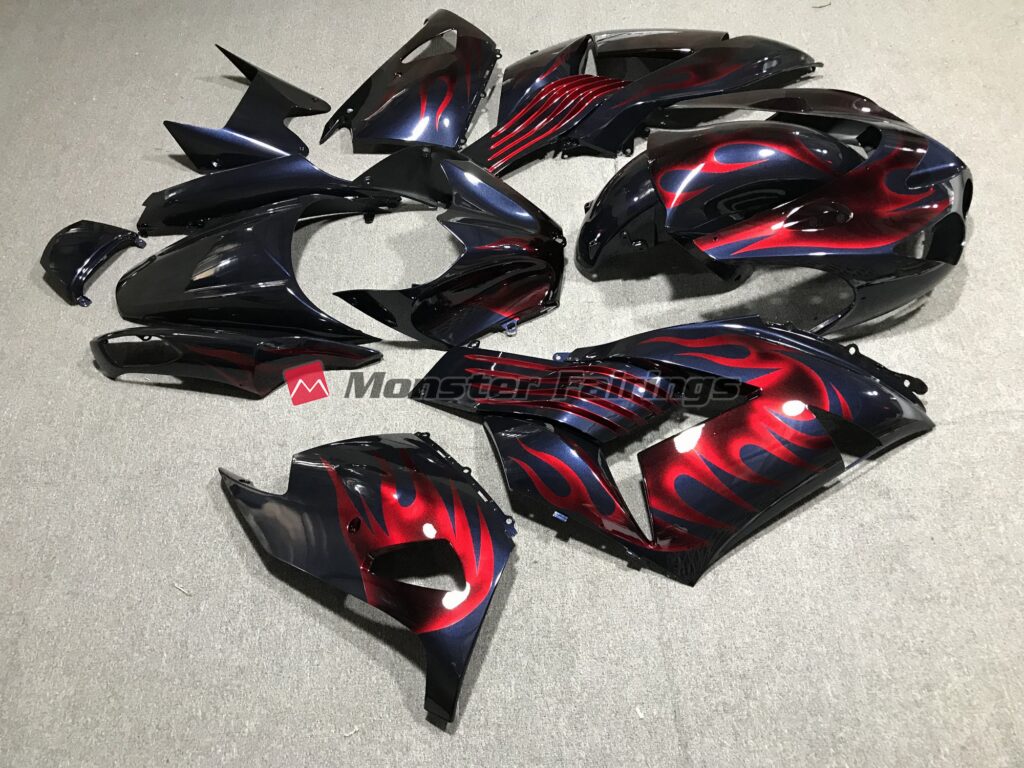 Kawasaki ZX14R custom ABS fairings 2006 - 2011 in Flame - durable replacement kit, Monster Fairings