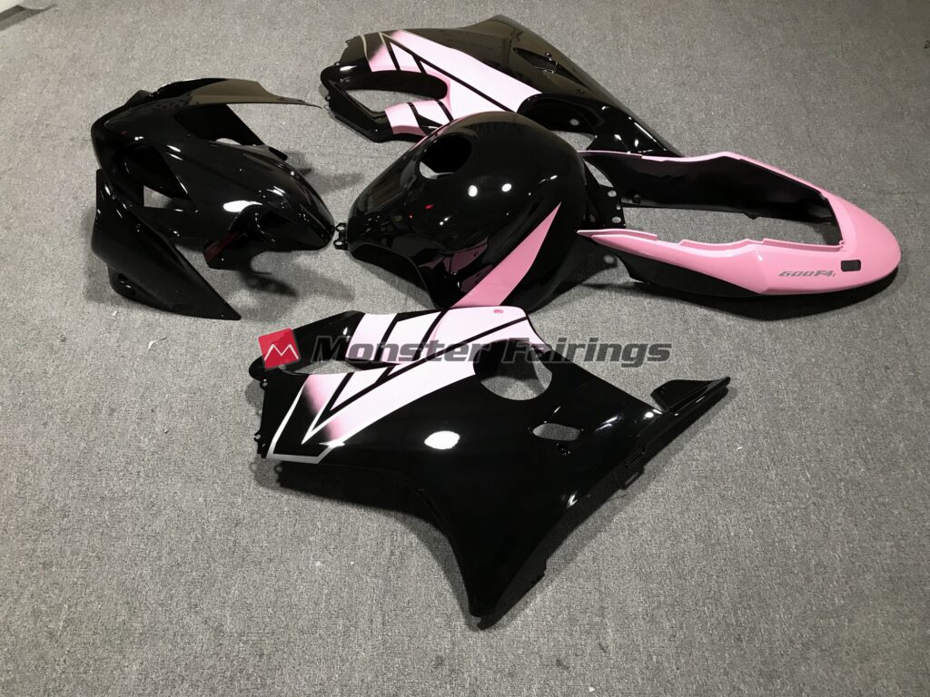 2004 - 2007 Honda CBR600 F4i Custom Pink and Black fairing set - ABS injection, custom painted by Monster Fairings