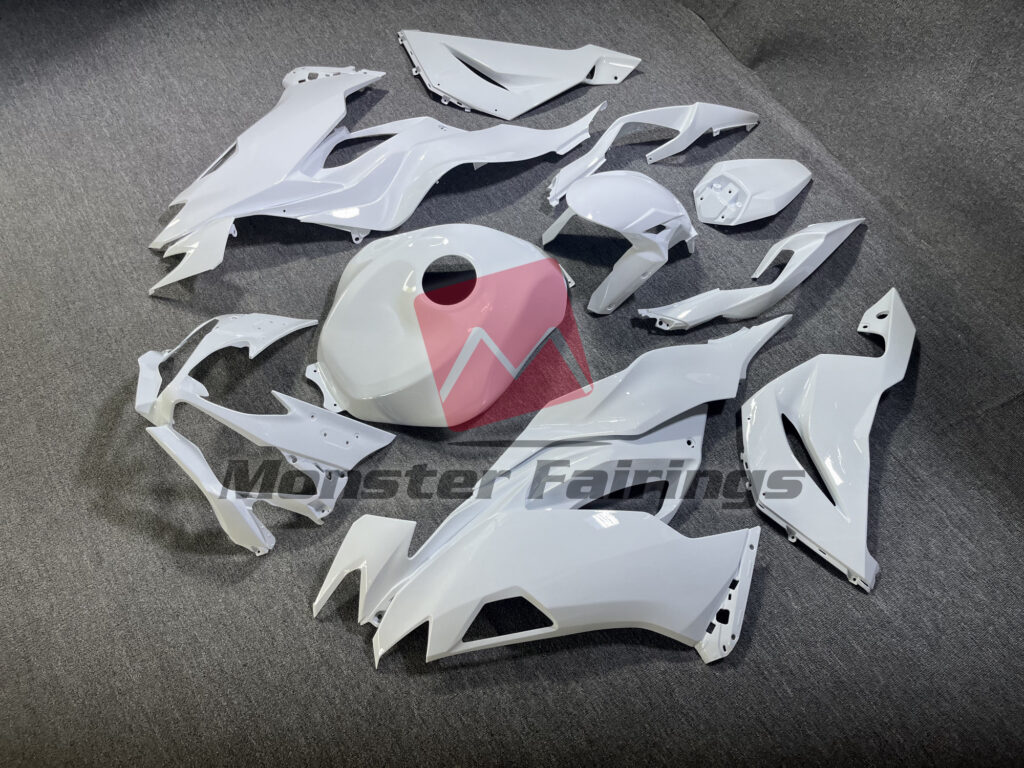 Kawasaki ZX6R custom ABS fairings 2019 - 2023 in Gloss White - durable replacement kit, Monster Fairings
