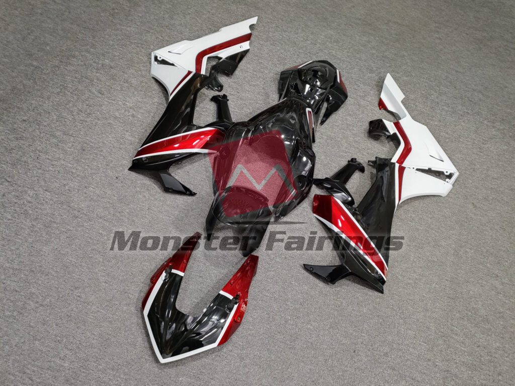 2017 - 2025 Honda CBR1000RR Gloss Black & White With Red fairing set - ABS injection, custom painted by Monster Fairings