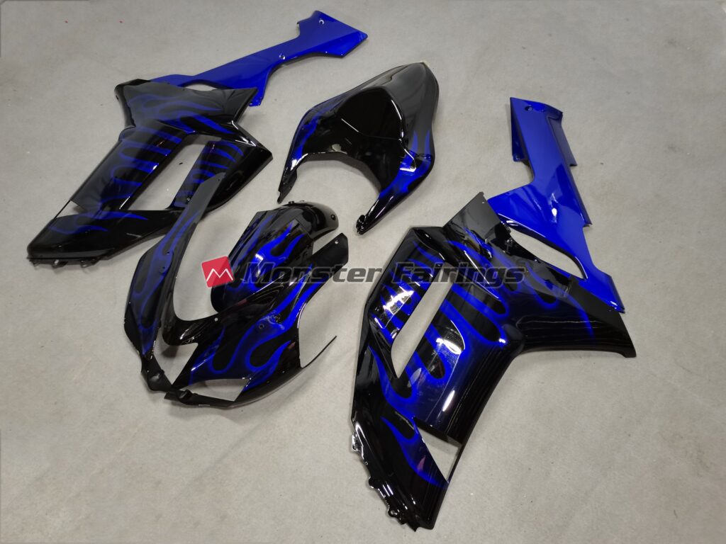 Kawasaki ZX6R custom ABS fairings 2007 - 2008 in Blue Flame - durable replacement kit, Monster Fairings