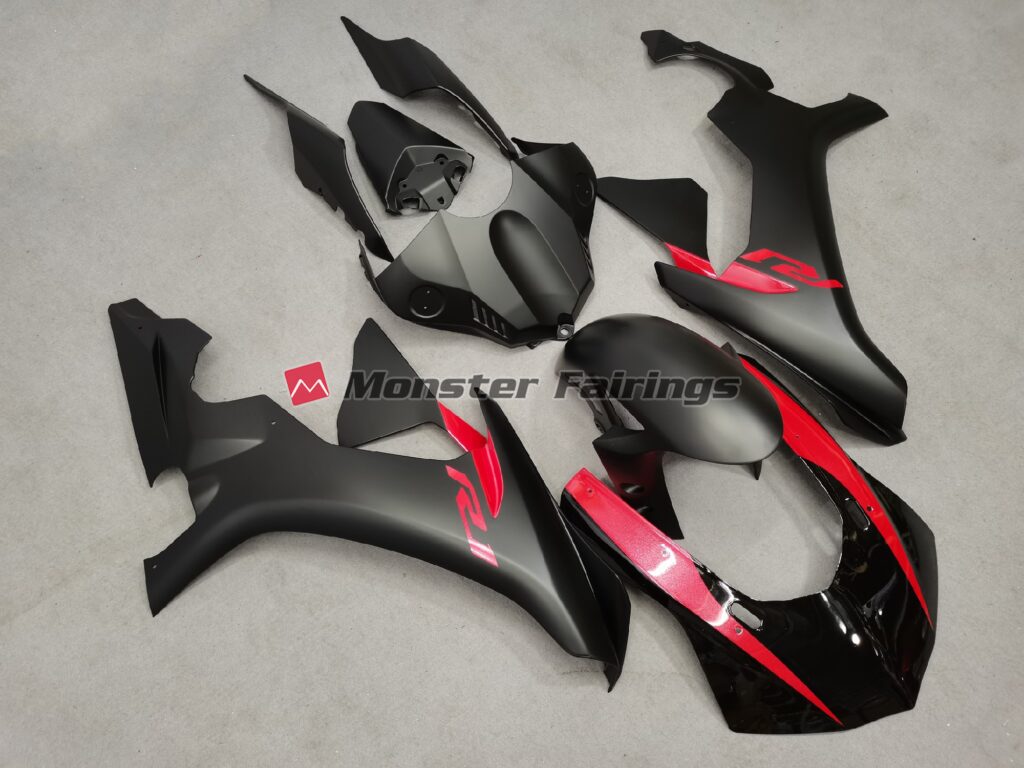 Matte Black with Pearl Red ABS fairings for Yamaha R1 2015 - 2019 - premium OEM fit kit by Monster Fairings