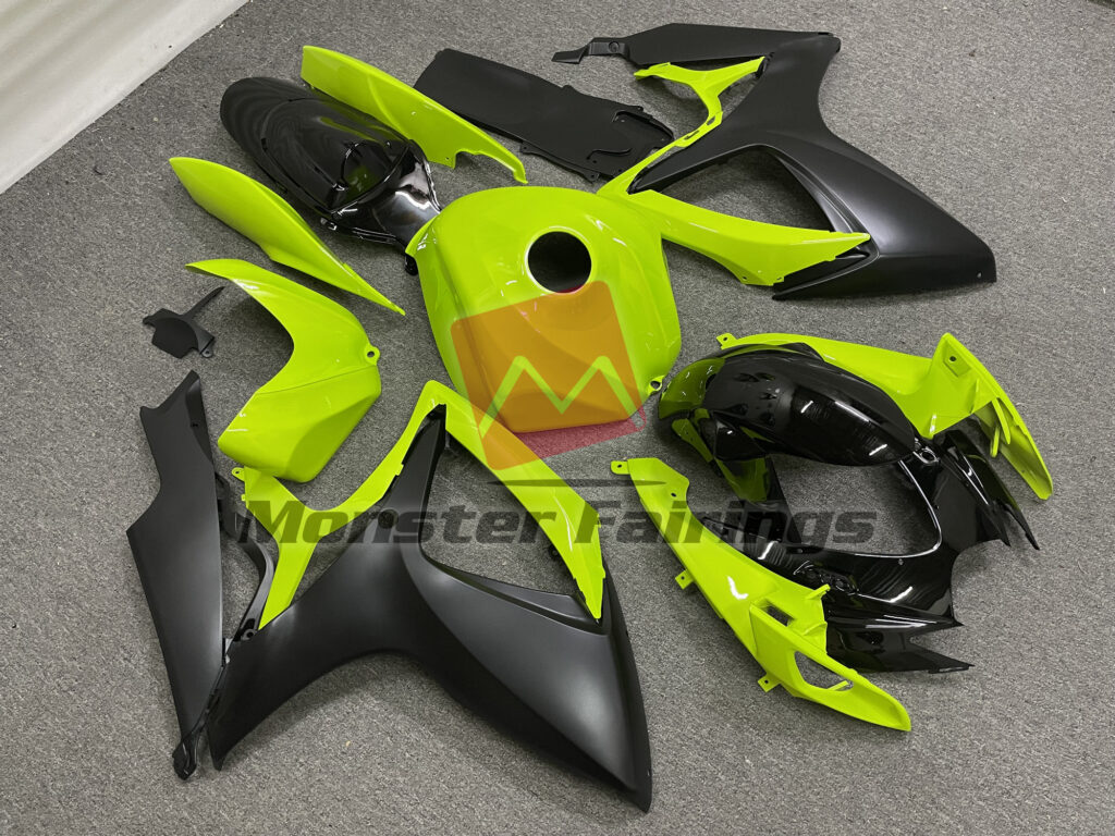 Gloss Lime Green and Black ABS fairings for Suzuki GSXR 600 - 750 2006 - 2007 - premium OEM fit kit by Monster Fairings