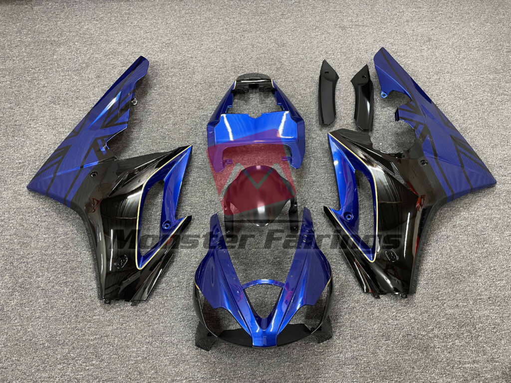Triumph Daytona 675 2006 - 2008 Blue Flag Black ABS fairings - custom motorcycle bodywork kit by Monster Fairings