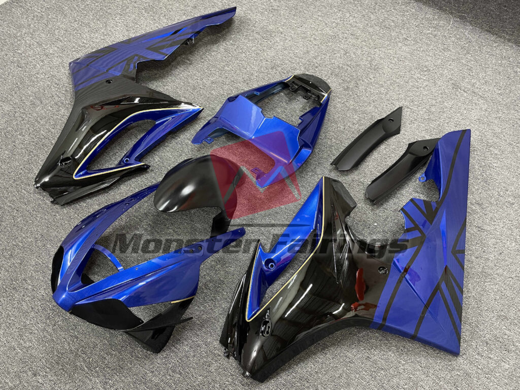 Triumph Daytona 675 custom ABS fairings 2006 - 2008 in Blue Flag Black - durable replacement kit, Monster Fairings