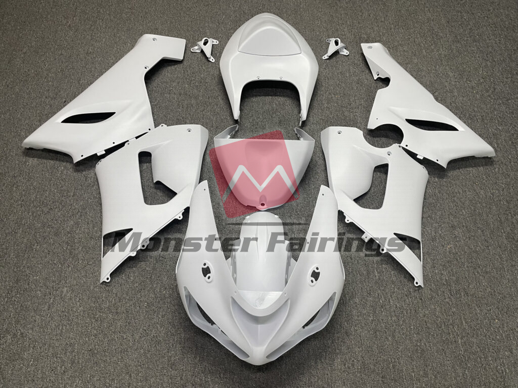 Kawasaki ZX6R 2005 - 2006 Matte White ABS fairings - custom motorcycle bodywork kit by Monster Fairings