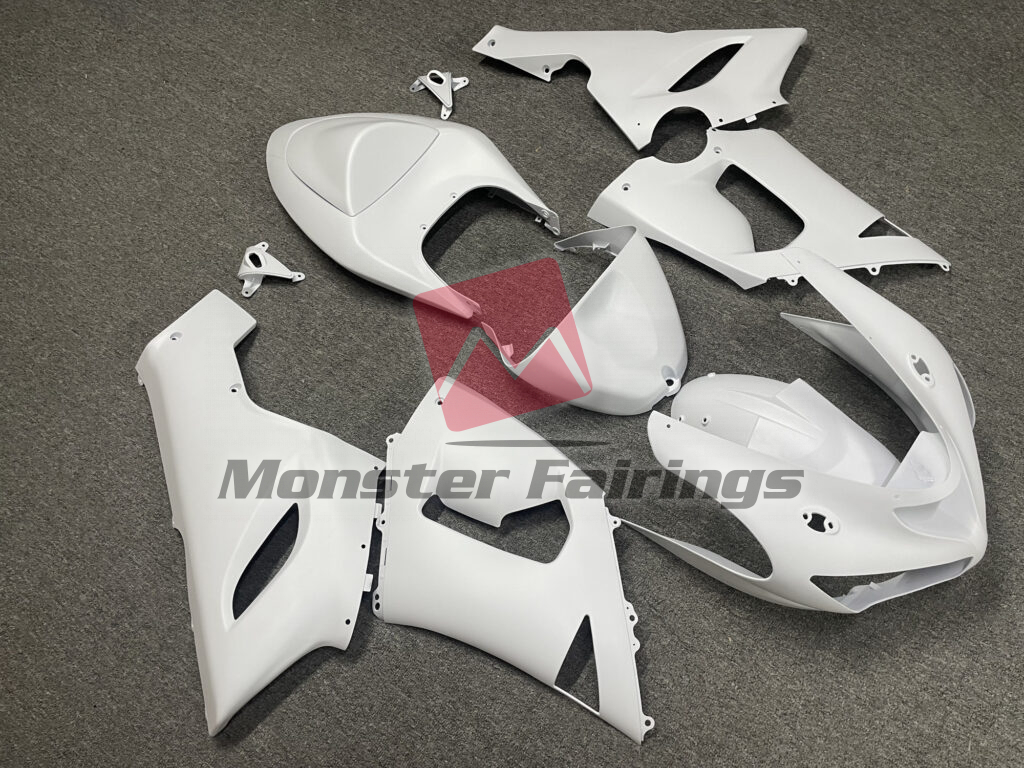 2005 - 2006 Kawasaki ZX6R Matte White fairing set - ABS injection, custom painted by Monster Fairings