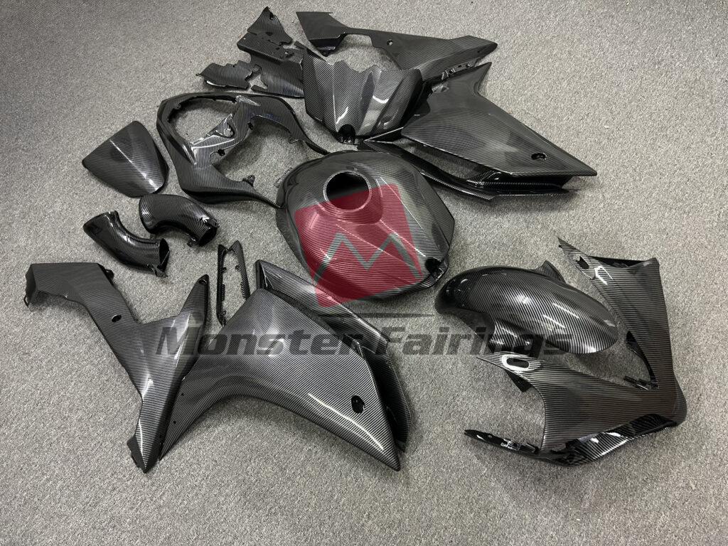 Yamaha R1 custom ABS fairings 2007 - 2008 in Gloss Carbon Fiber Style - durable replacement kit, Monster Fairings