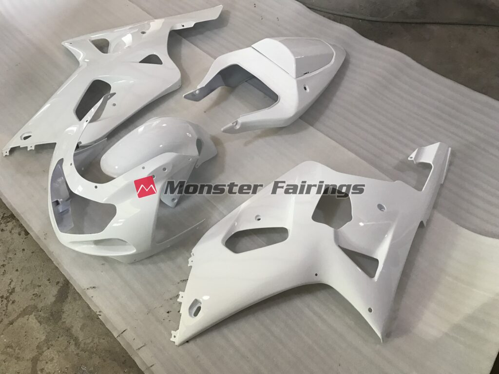 White RS ABS fairings for Suzuki GSXR 600 - 750 2001 - 2003 - premium OEM fit kit by Monster Fairings