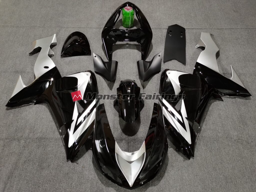 Kawasaki ZX10R 2006 - 2007 Black Silver ABS fairings - custom motorcycle bodywork kit by Monster Fairings