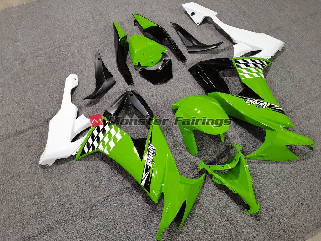Green White Cheq ABS fairings for Kawasaki ZX10R 2008 - 2010 - premium OEM fit kit by Monster Fairings