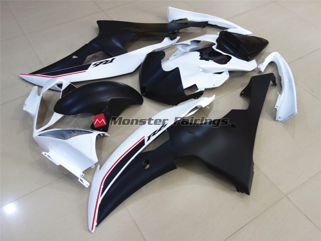 White with Black Custom OEM Style ABS fairings for Yamaha R6 2008 - 2016 - premium OEM fit kit by Monster Fairings