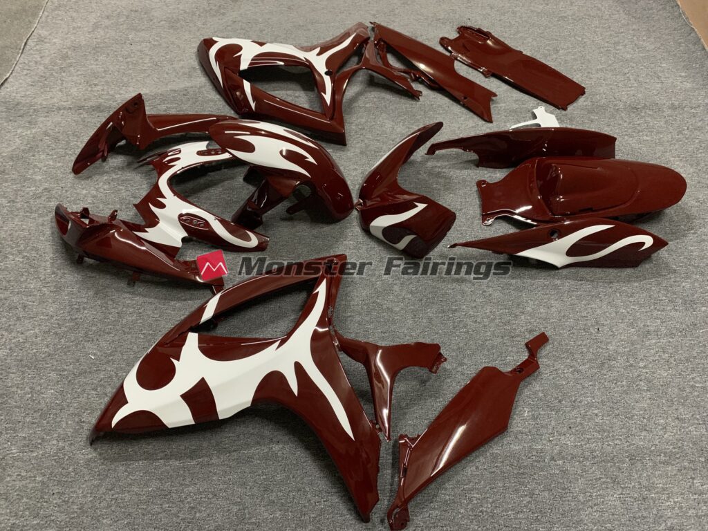 Maroon and White ABS fairings for Suzuki GSXR 600 - 750 2006 - 2007 - premium OEM fit kit by Monster Fairings
