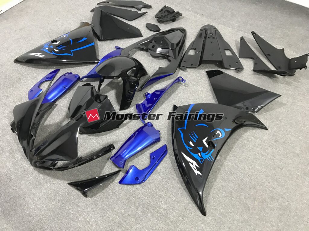 Yamaha R1 2009 - 2011 Blue Panther ABS fairings - custom motorcycle bodywork kit by Monster Fairings