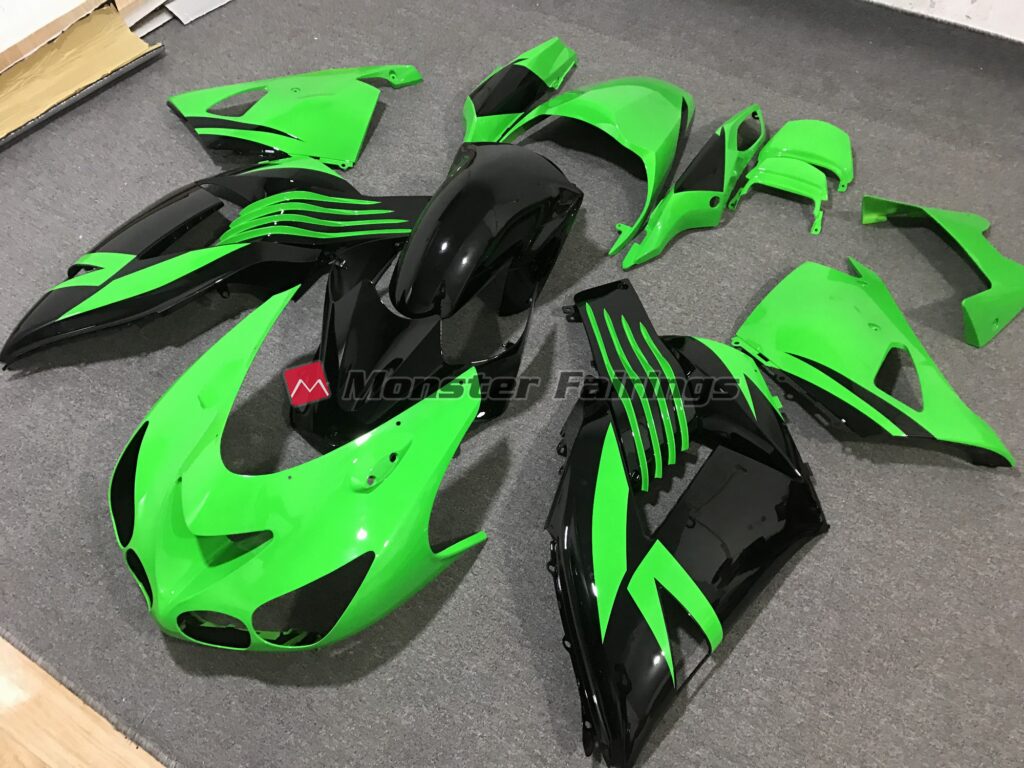 Kawasaki ZX14R custom ABS fairings 2006 - 2011 in Bright Green - durable replacement kit, Monster Fairings