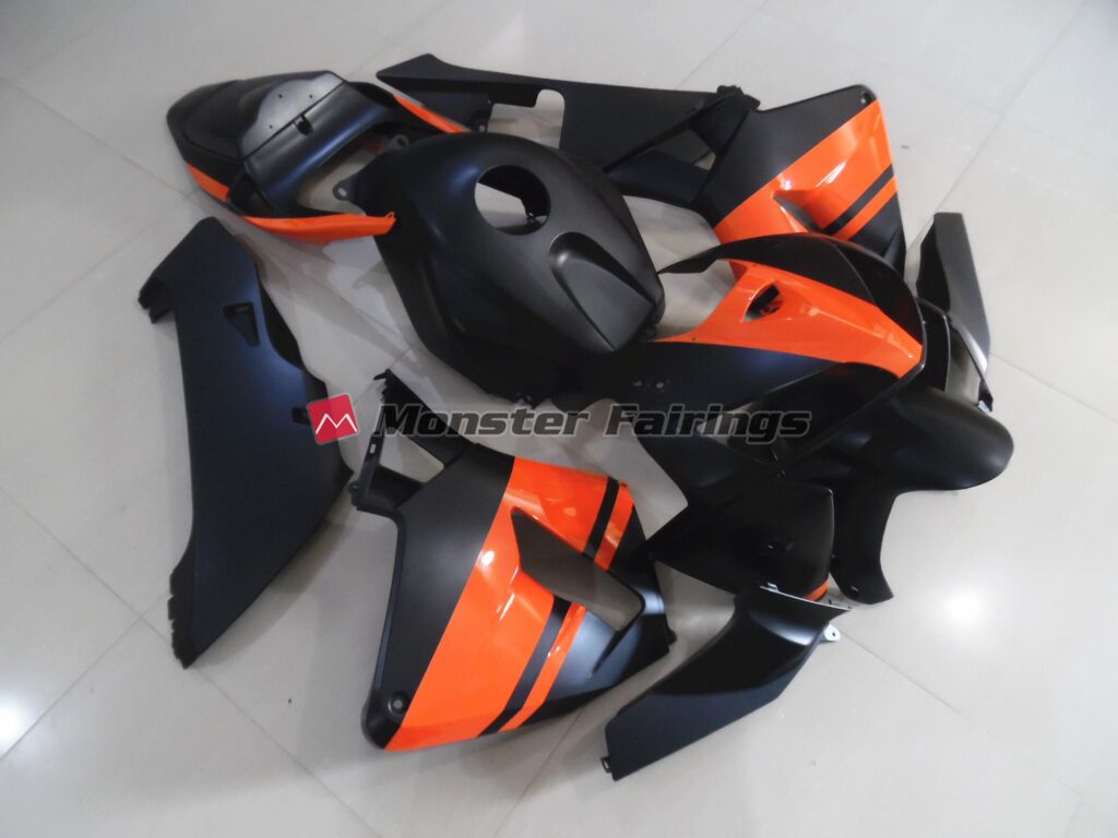 Matte Black with Gloss Orange ABS fairings for Honda CBR600RR 2005 - 2006 - premium OEM fit kit by Monster Fairings