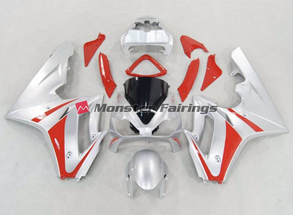 Triumph Daytona 675 2006 - 2008 Silver and Red ABS fairings - custom motorcycle bodywork kit by Monster Fairings