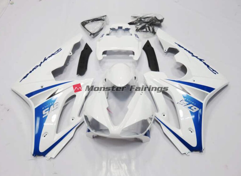 Triumph Daytona 675 2006 - 2008 White and Blue Style ABS fairings - custom motorcycle bodywork kit by Monster Fairings
