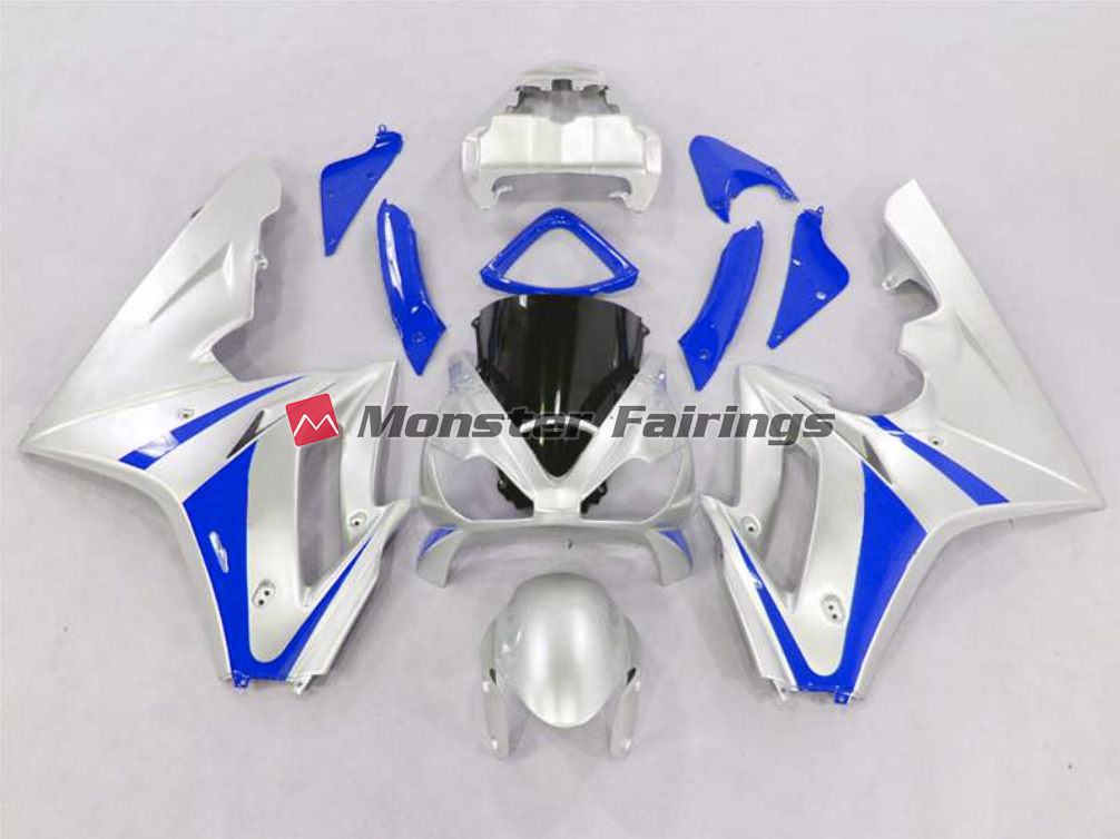 Triumph Daytona 675 2006 - 2008 Silver and Blue ABS fairings - custom motorcycle bodywork kit by Monster Fairings