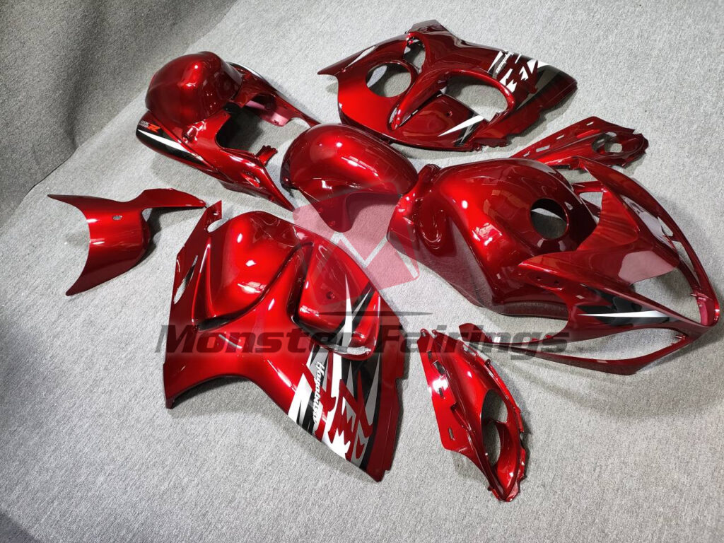 Suzuki GSXR 1300 custom ABS fairings 2008 - 2020 in Bright Red - durable replacement kit, Monster Fairings