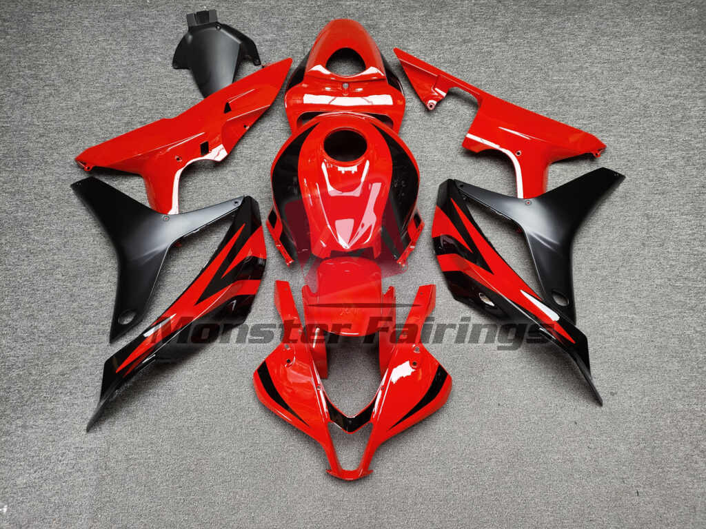 Honda CBR600RR 2007 - 2008 Gloss Red & Matte Black ABS fairings - custom motorcycle bodywork kit by Monster Fairings