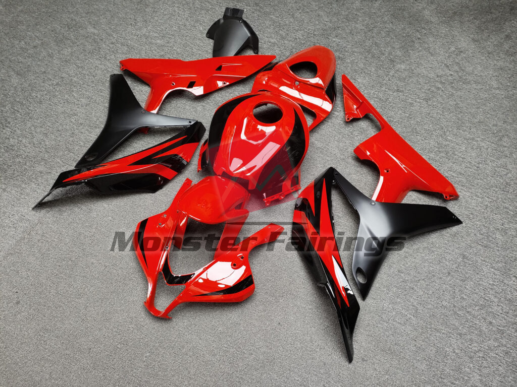 Honda CBR600RR custom ABS fairings 2007 - 2008 in Gloss Red & Matte Black - durable replacement kit, Monster Fairings