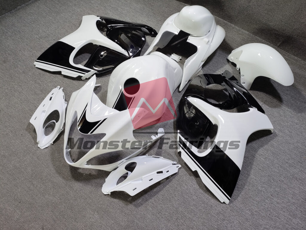 Gloss White with Black ABS fairings for Suzuki GSXR 1300 2008 - 2020 - premium OEM fit kit by Monster Fairings