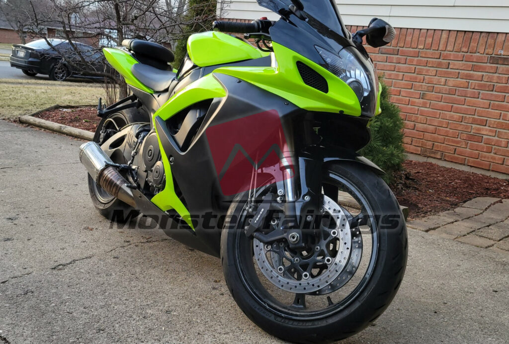 2006 - 2007 Suzuki GSXR 600 - 750 Gloss Lime Green and Black fairing set - ABS injection, custom painted by Monster Fairings