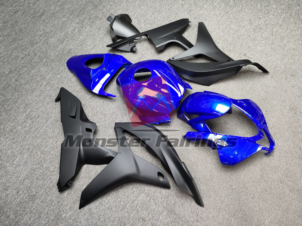 2007 - 2008 Honda CBR600RR Gloss Blue & Matte Black fairing set - ABS injection, custom painted by Monster Fairings