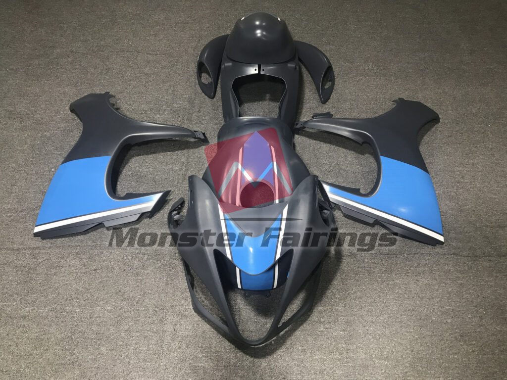 Suzuki GSXR 1300 2008 - 2020 Matte Grey & Blue ABS fairings - custom motorcycle bodywork kit by Monster Fairings