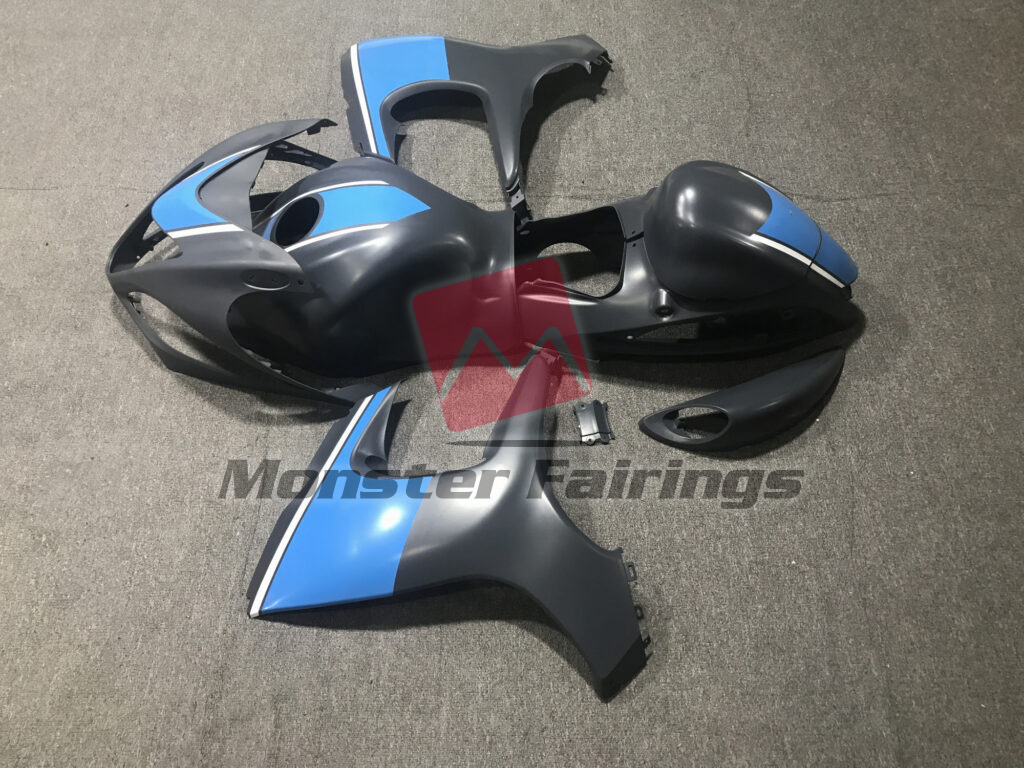 2008 - 2020 Suzuki GSXR 1300 Matte Grey & and Blue fairing set - ABS injection, custom painted by Monster Fairings