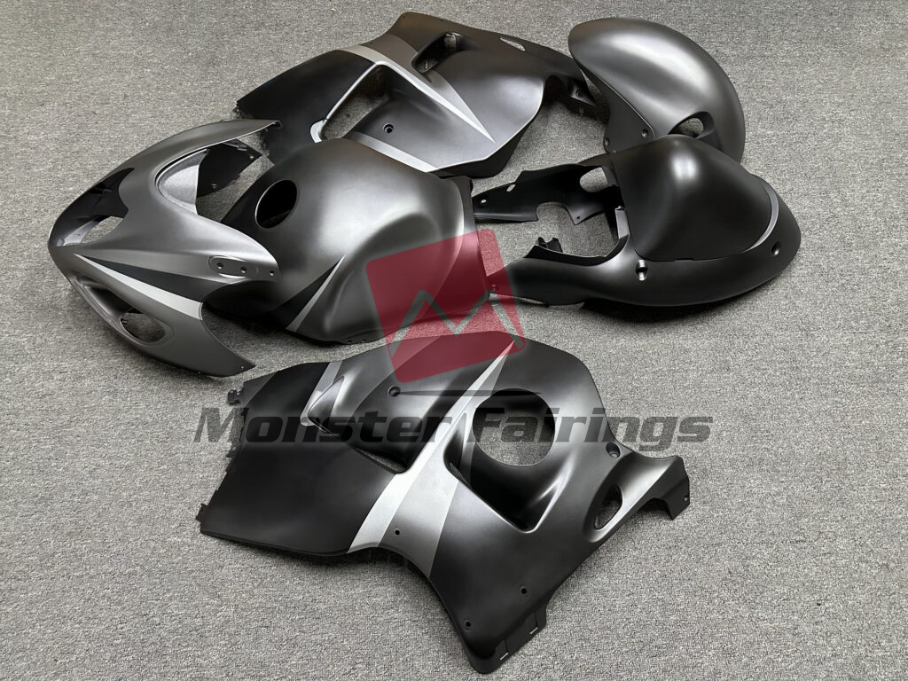 1997 - 2007 Suzuki GSXR 1300 Matte Silver & Black fairing set - ABS injection, custom painted by Monster Fairings