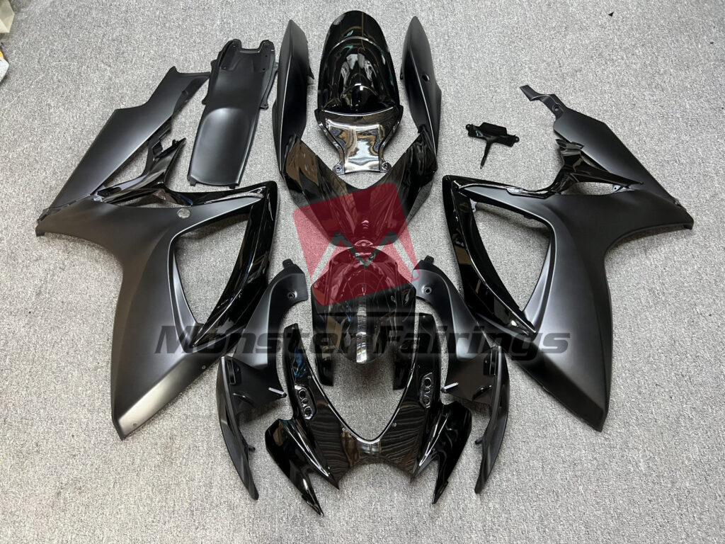 Suzuki GSXR 600 - 750 2006 - 2007 Gloss & Matte Black ABS fairings - custom motorcycle bodywork kit by Monster Fairings