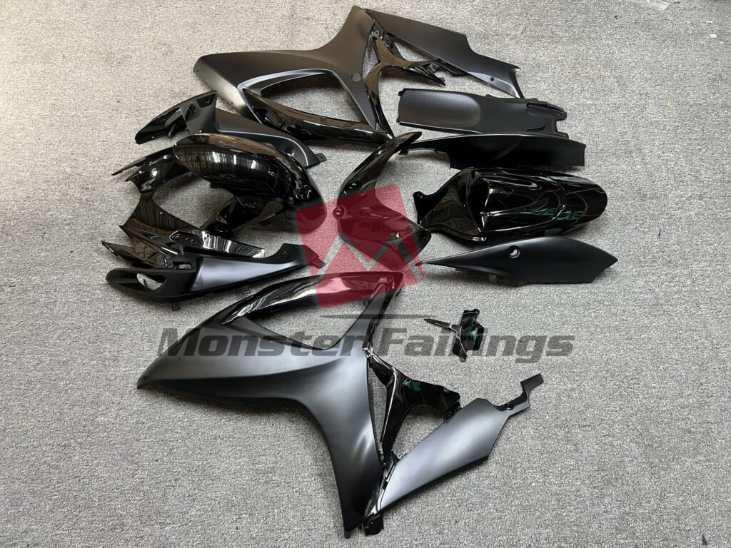 2006 - 2007 Suzuki GSXR 600 - 750 Gloss & Matte Black fairing set - ABS injection, custom painted by Monster Fairings