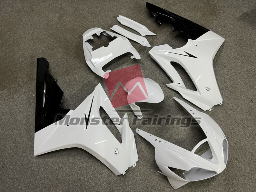 White with Black Lowers ABS fairings for Triumph Daytona 675 2006 - 2008 - premium OEM fit kit by Monster Fairings