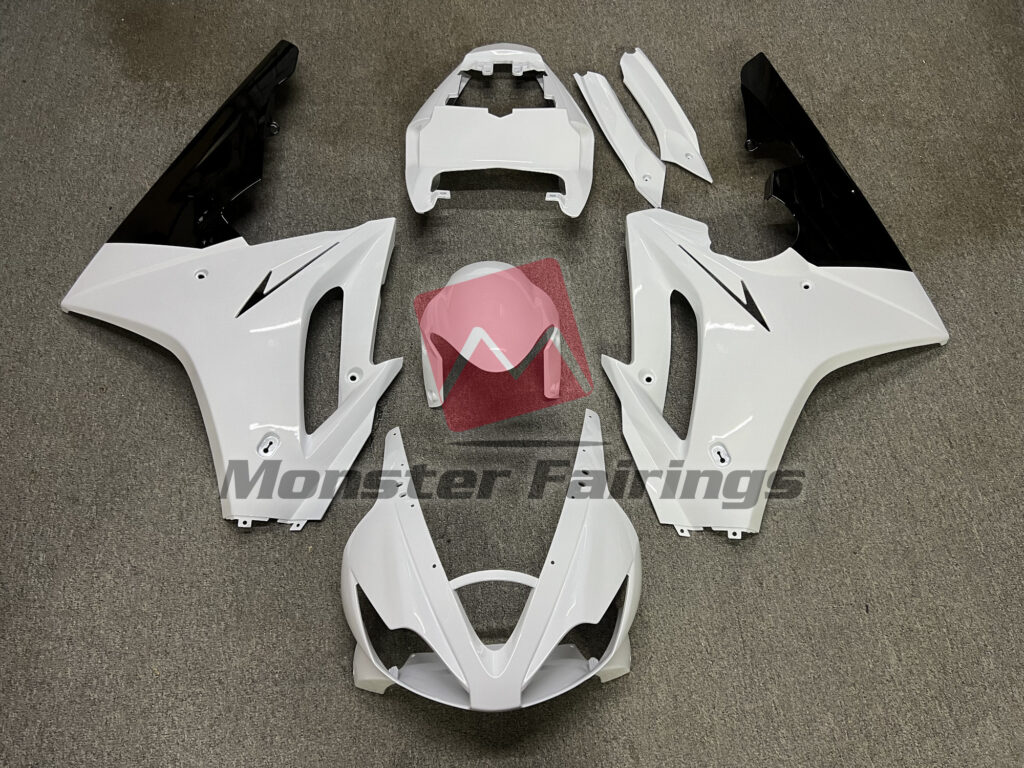 Triumph Daytona 675 2006 - 2008 White with Black Lowers ABS fairings - custom motorcycle bodywork kit by Monster Fairings