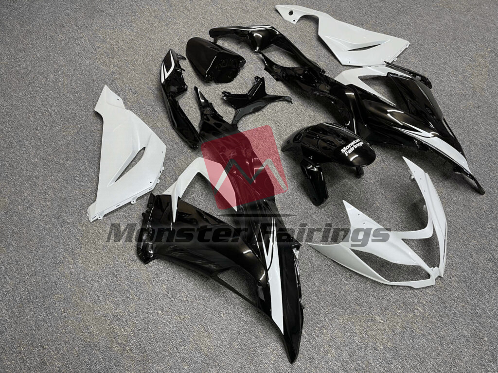 Gloss Black & Pearl White ABS fairings for Kawasaki ZX6R 2013 - 2018 - premium OEM fit kit by Monster Fairings