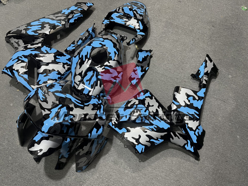 Honda CBR600RR custom ABS fairings 2005 - 2006 in Gloss Light Blue Camo - durable replacement kit, Monster Fairings