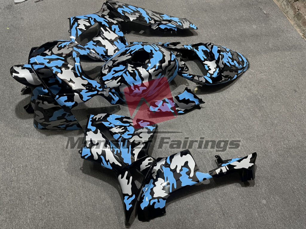 2005 - 2006 Honda CBR600RR Gloss Light Blue Camo fairing set - ABS injection, custom painted by Monster Fairings