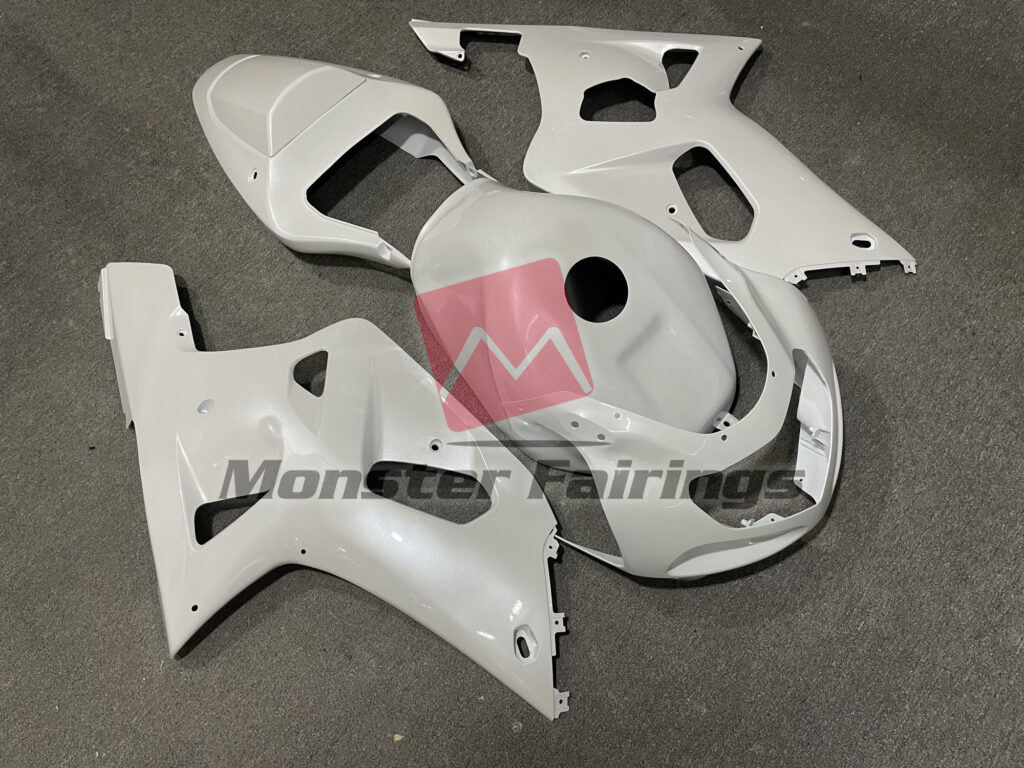 Suzuki GSXR 600 - 750 custom ABS fairings 2001 - 2003 in Pearl White - durable replacement kit, Monster Fairings